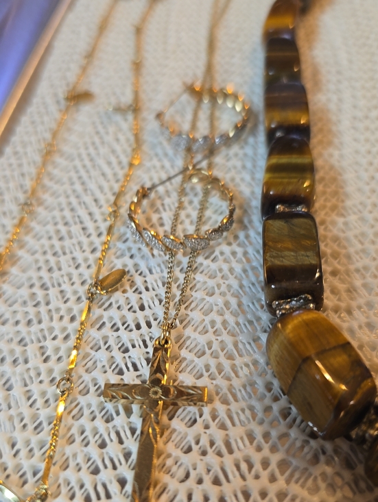 Jewelry - 12 K Gold Filled V/20 Signed EA. Cross Pendant Necklace & Gold Hoop Earrings